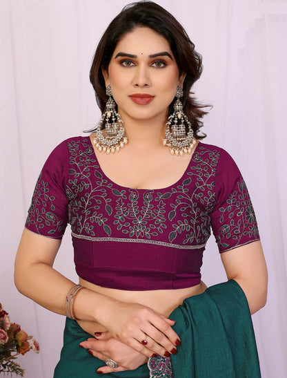 Rama Pure Vichitra Silk With Multi Embrodery Work Ethnic Saree