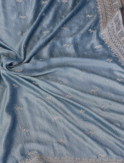 Firoji Pure Vichitra Silk Embrodery With Stone Work Ethnic Saree