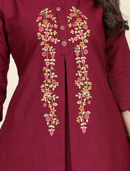 Elegant Women Modal Silk & Cotton Flex Kurta Set With Embroidered Partten