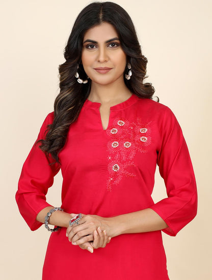 Luxurious Women Modal Silk & Cotton Embroidered Parttern Kurta Sets