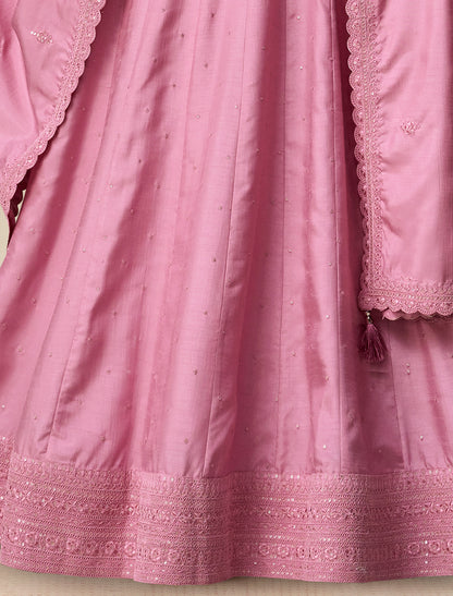 Pink Premium Silk Free Size Designer Party Wear Gown For Women