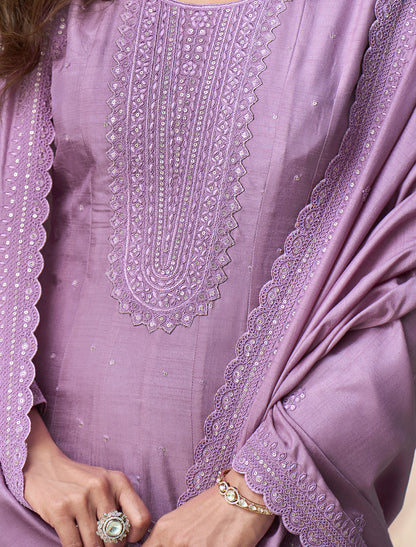 Purple Premium Silk Free Size Designer Party Wear Gown For Women