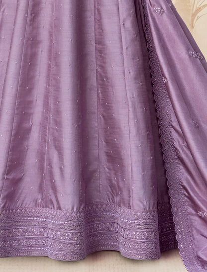 Purple Premium Silk Free Size Designer Party Wear Gown For Women