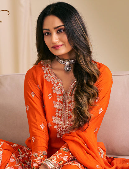 Designer Chinon Palazzo Suit Set for Women – Premium Ethnic Wear
