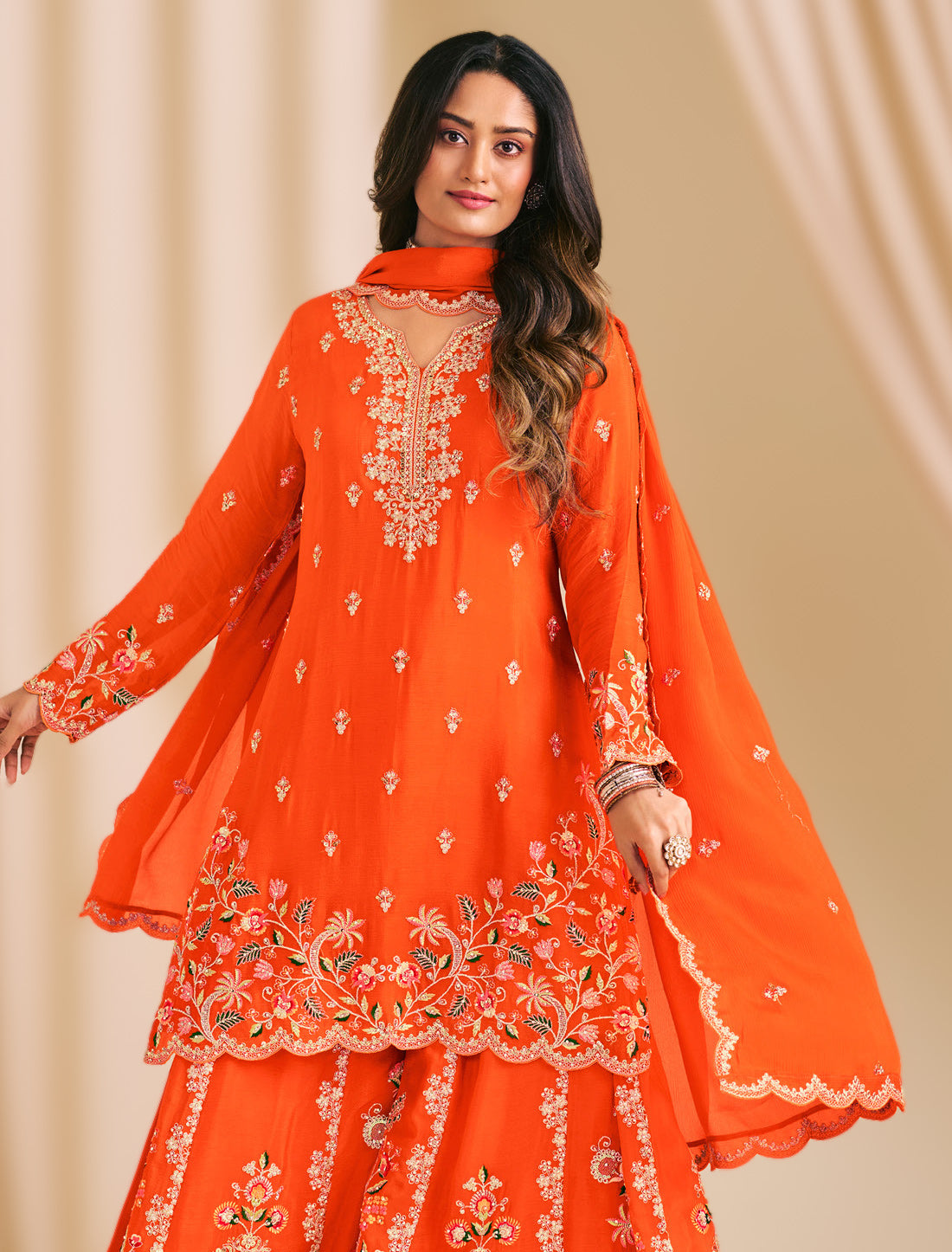 Designer Chinon Palazzo Suit Set for Women – Premium Ethnic Wear