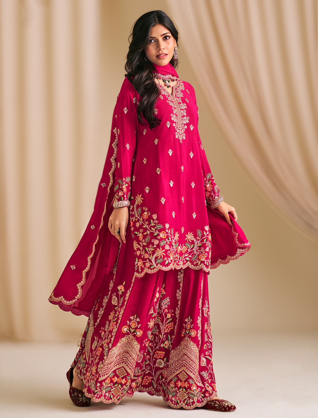 Party Wear Chinon Designer Suit with Palazzo – Premium Ethnic Wear for Women