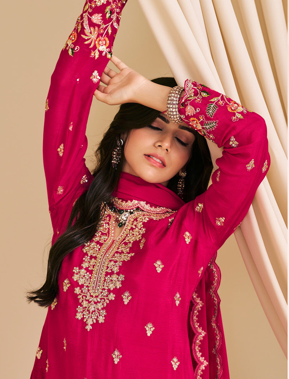 Party Wear Chinon Designer Suit with Palazzo – Premium Ethnic Wear for Women