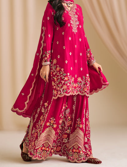 Party Wear Chinon Designer Suit with Palazzo – Premium Ethnic Wear for Women