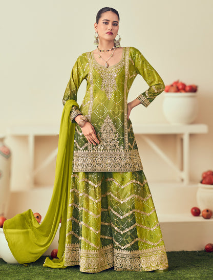 Premium Chinon Embroidered Plazo Suit – Ethnic Wear for Women