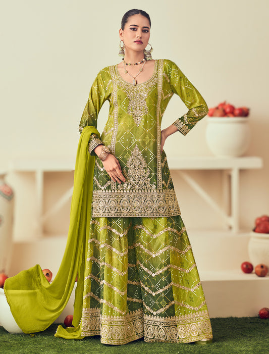 Premium Chinon Embroidered Plazo Suit – Ethnic Wear for Women