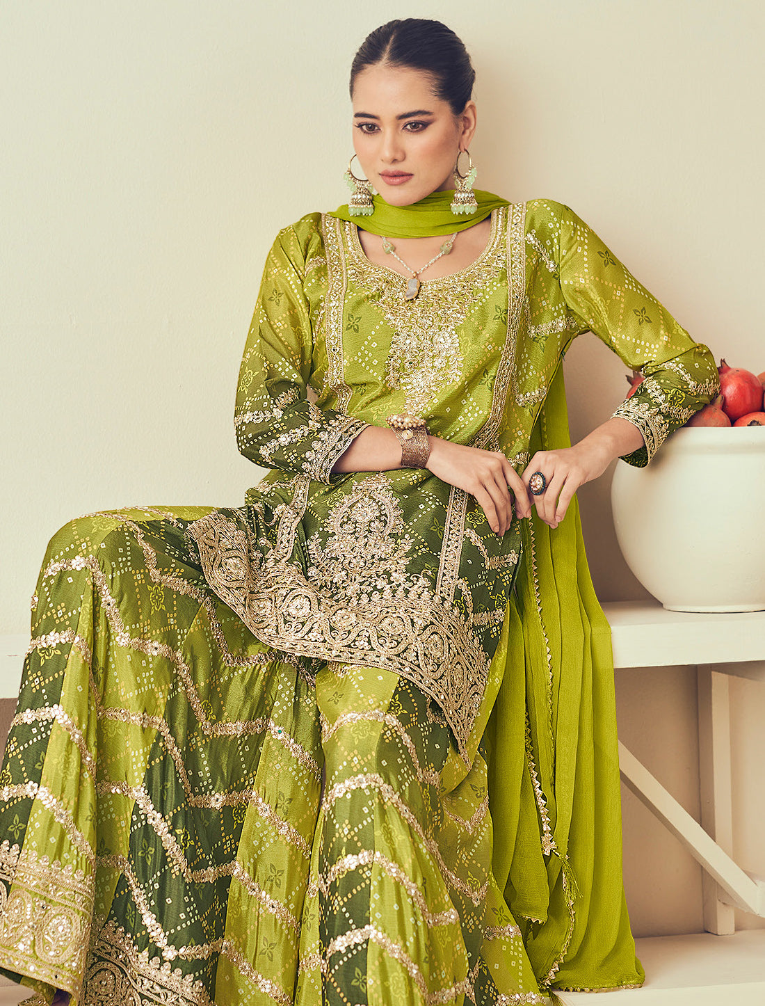Premium Chinon Embroidered Plazo Suit – Ethnic Wear for Women