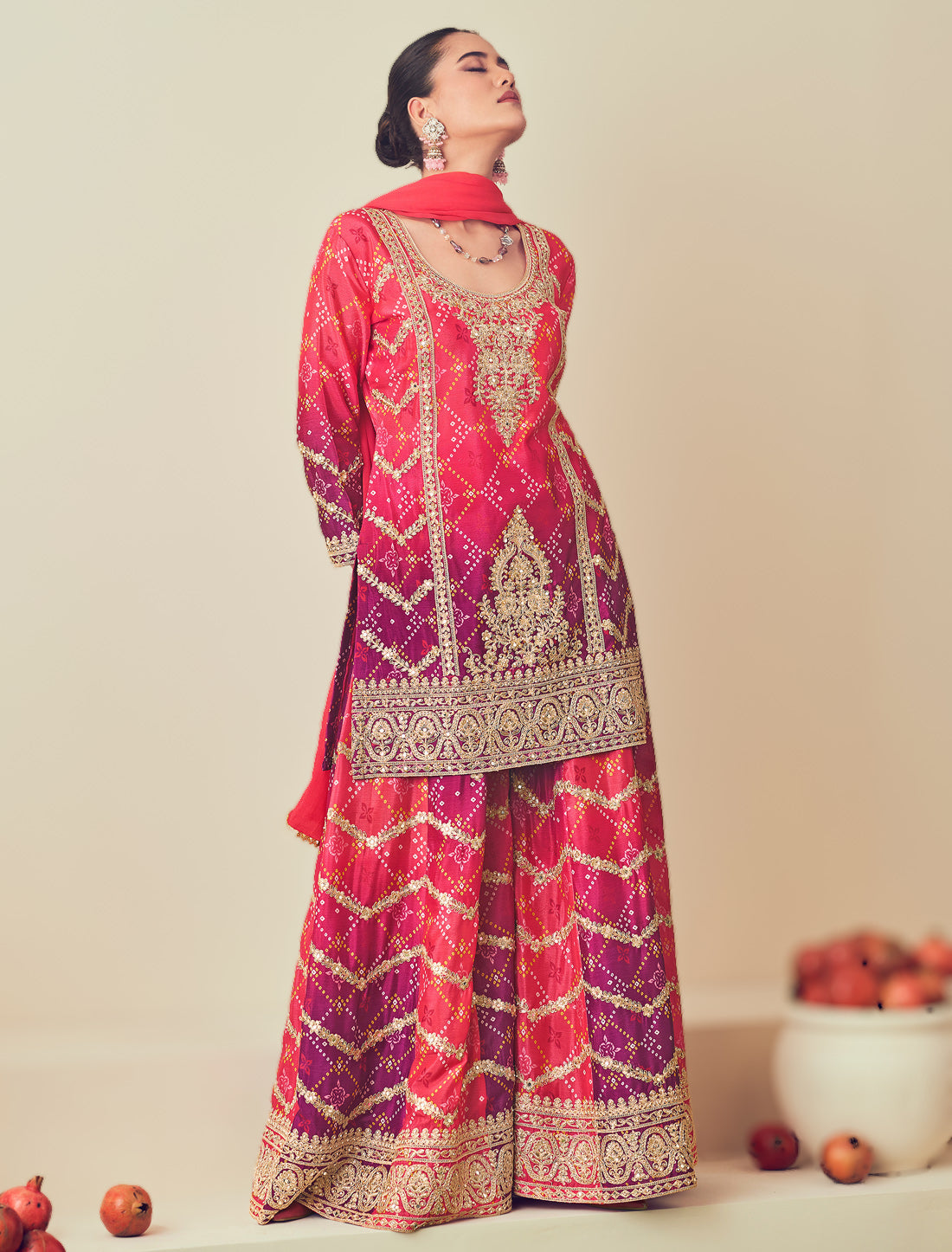 Designer Chinon Plazo Suit with Embroidery Mirror Work – Ethnic Wear for Women