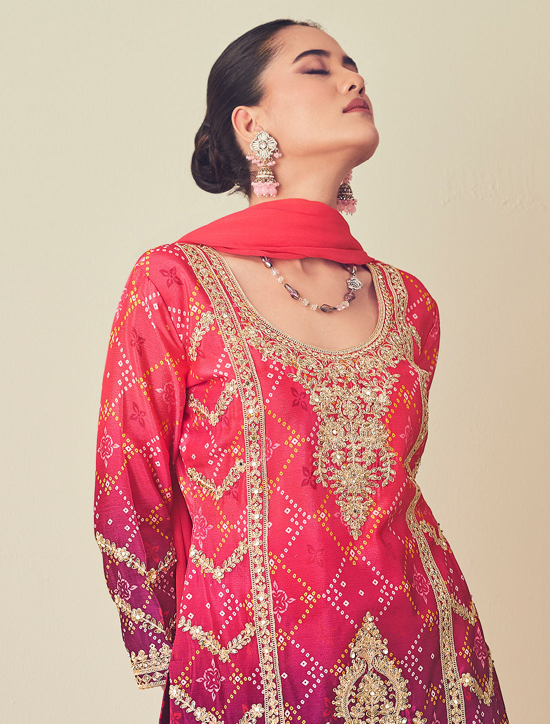 Designer Chinon Plazo Suit with Embroidery Mirror Work – Ethnic Wear for Women