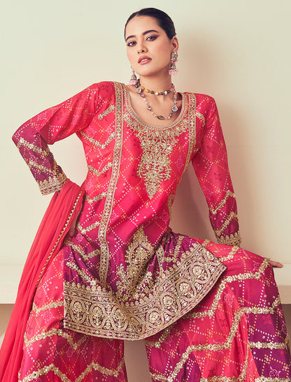 Designer Chinon Plazo Suit with Embroidery Mirror Work – Ethnic Wear for Women