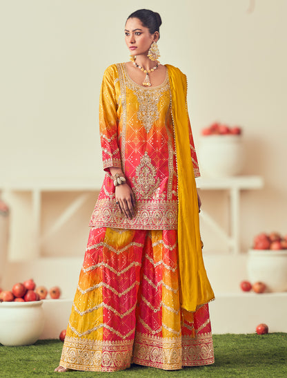 Premium Party Wear Chinon Embroidered Palazzo Ethnic Suit for Women