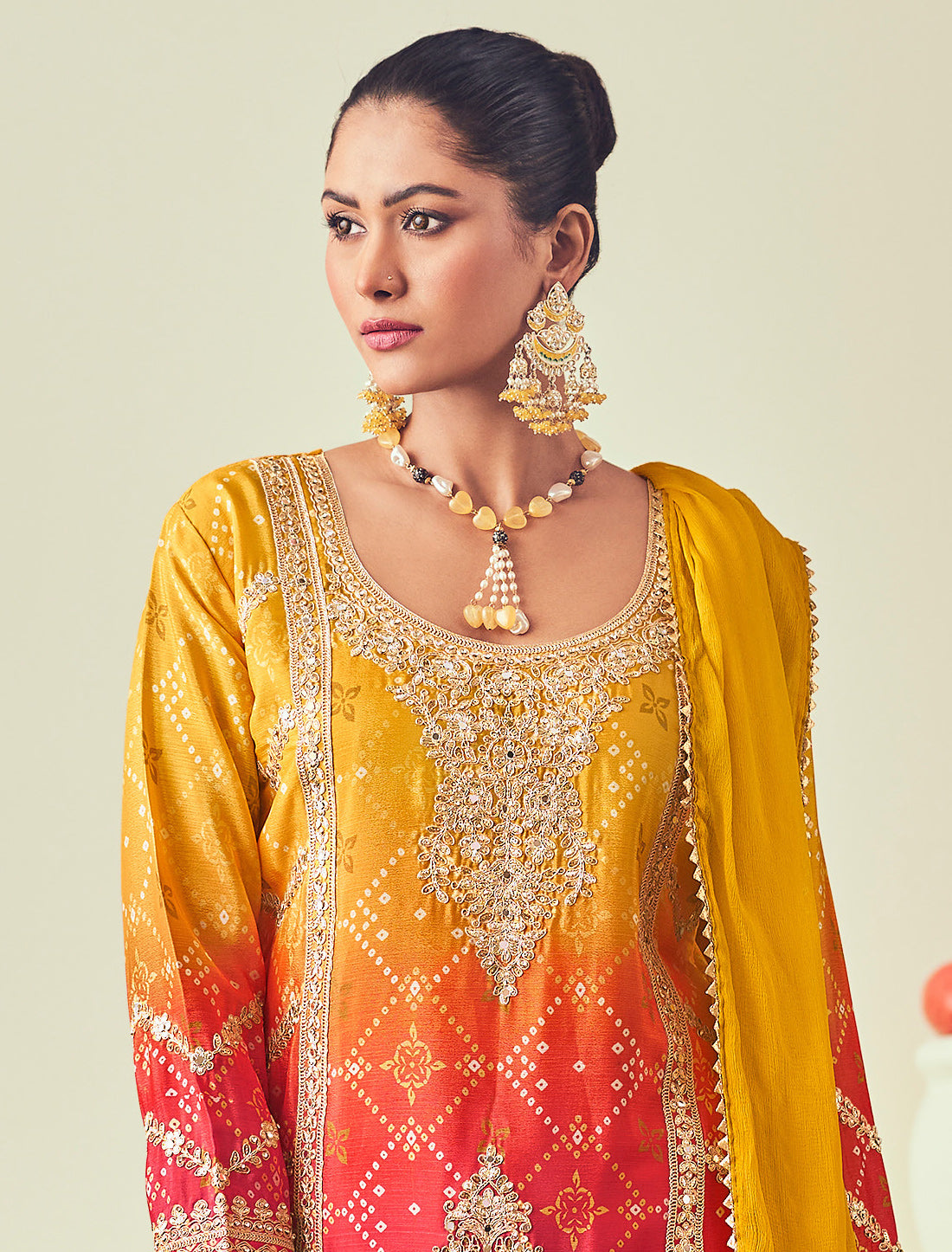 Elegant Chinon Embroidered Plazo Suit for Women – Premium Ethnic Wear