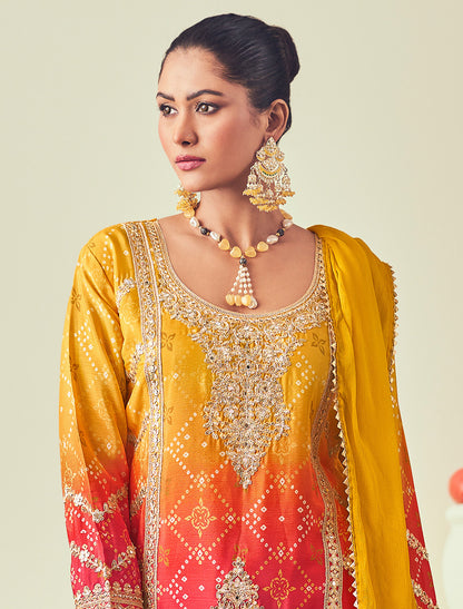 Premium Party Wear Chinon Embroidered Palazzo Ethnic Suit for Women