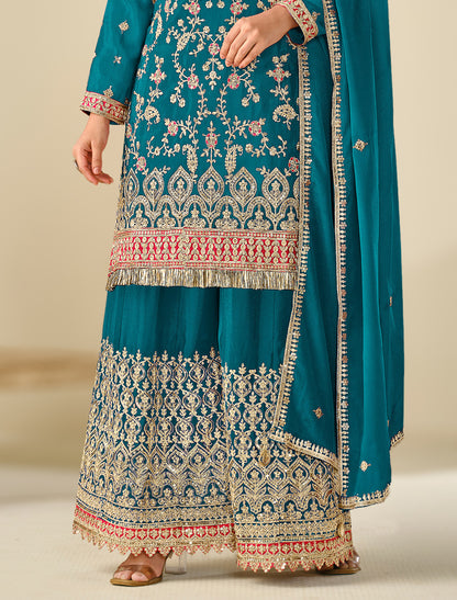 Heavy Embroidered Chinon Suit – Freesize Fit
