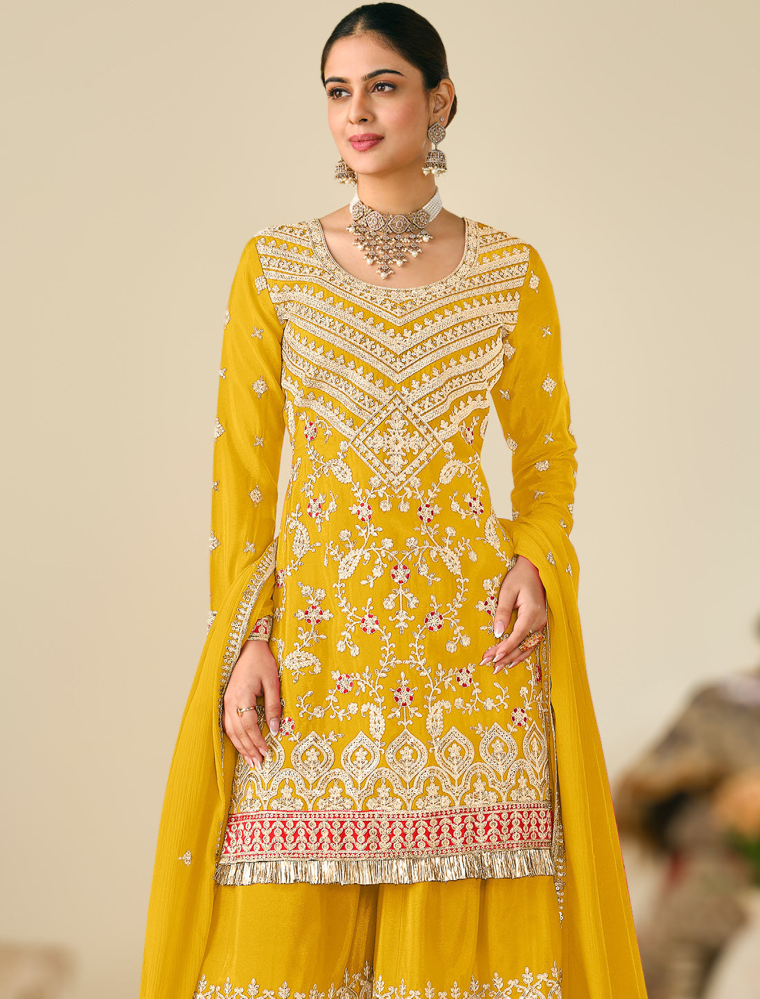 Freesize Chinon Outfit – Heavy Embroidery (Up to XXL)