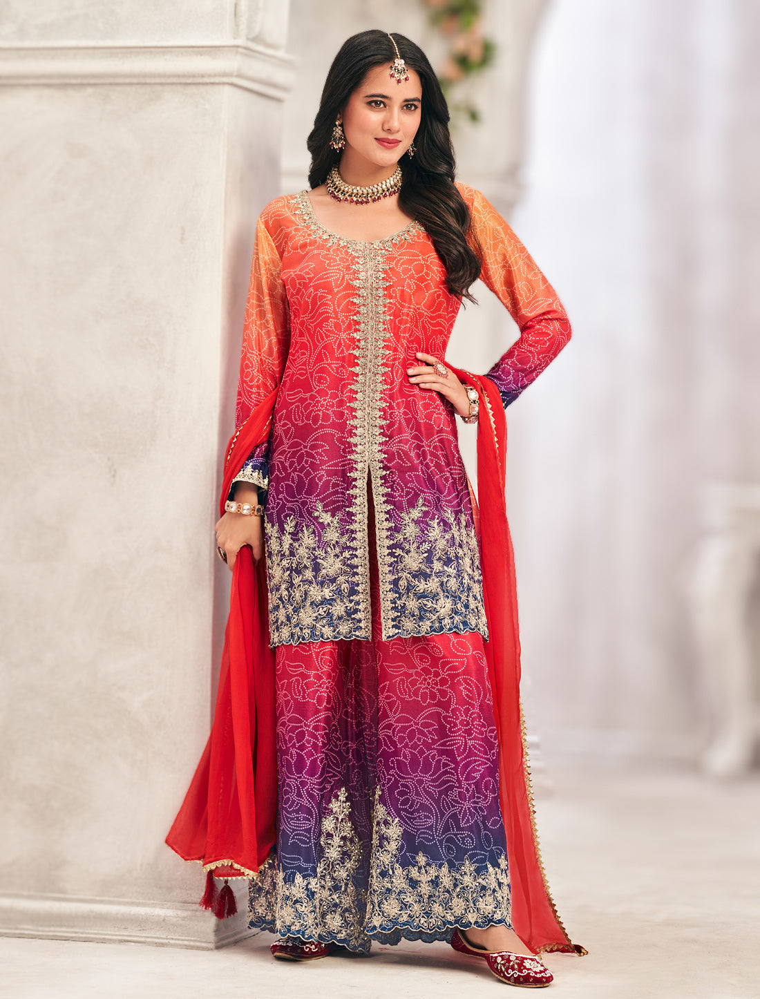 Designer Chinon Embroidered Suit Set for Women | Premium Ethnic Wear