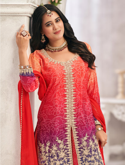 Designer Chinon Embroidered Suit Set for Women | Premium Ethnic Wear