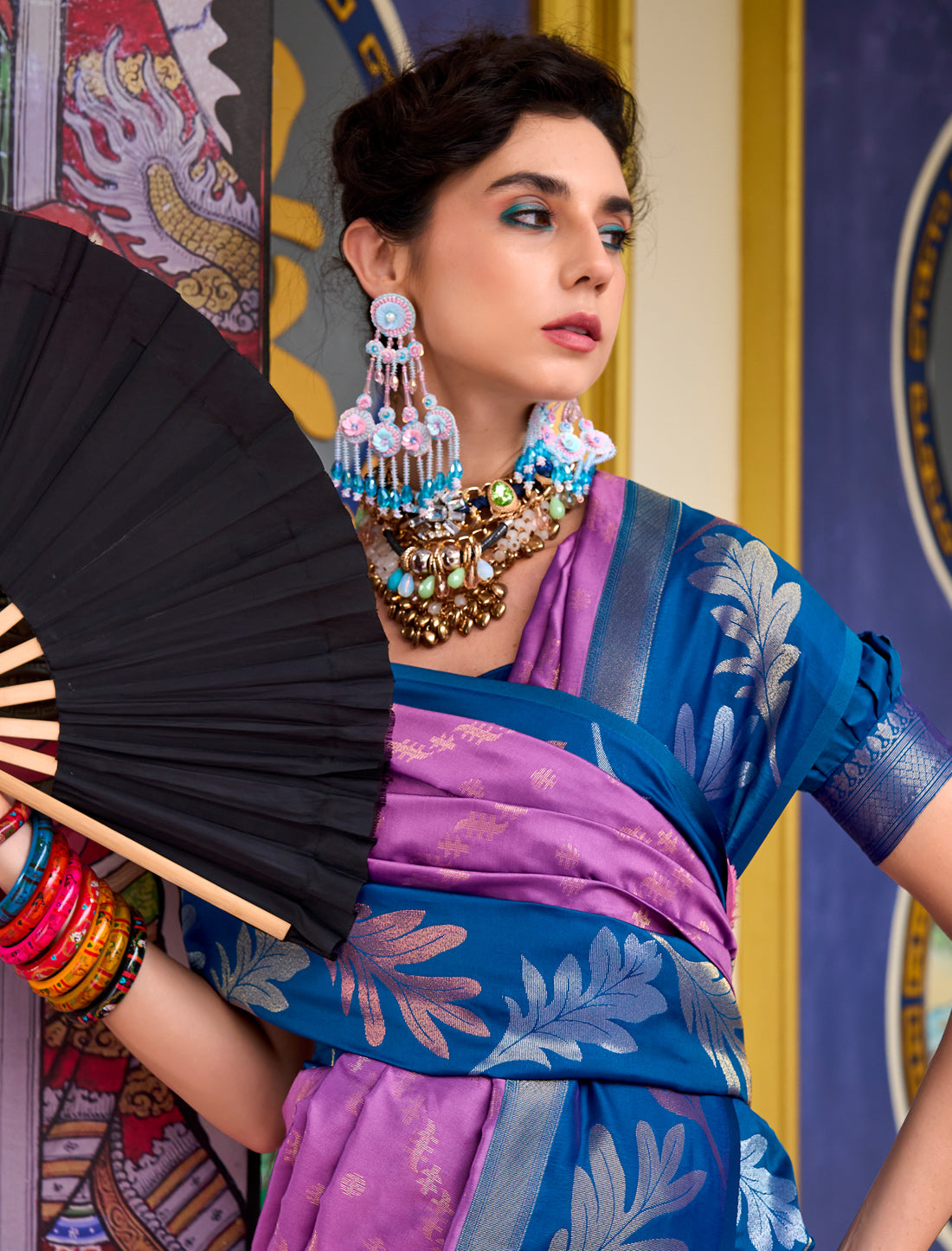 Purple Banarasi Silk Tissue Saree With Beautiful Weaving Work