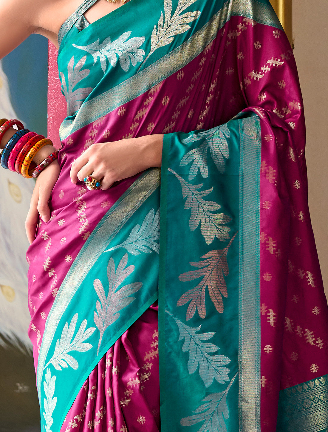 Pink Banarasi Silk Tissue Saree With Beautiful Weaving Work