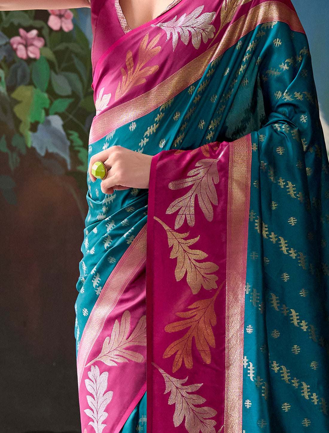 Teal Blue Banarasi Silk Tissue Saree With Beautiful Weaving Work