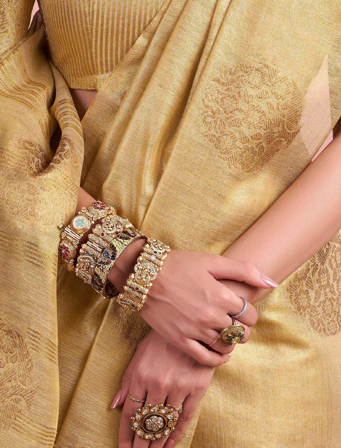 Yellow Ethnic Party Wear Tissue Silk Woven Saree