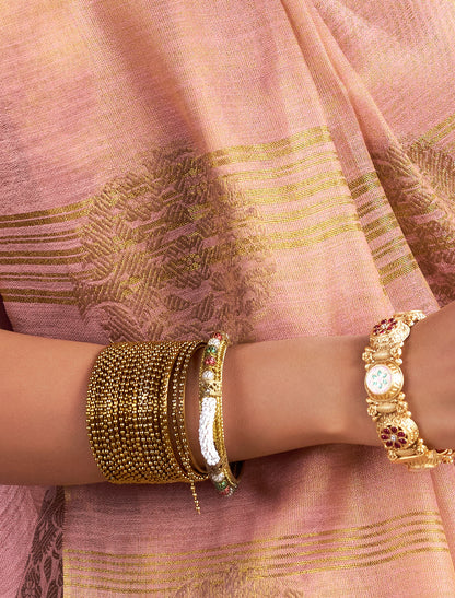 Peach Party Wear Tissue Silk Woven Saree For Women