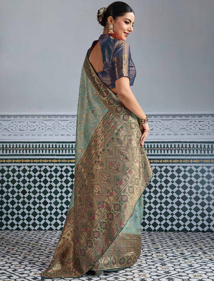 Kanjivaram Soft Silk Soft Zari & Meenakari Woven UnStitched Ethnic Saree