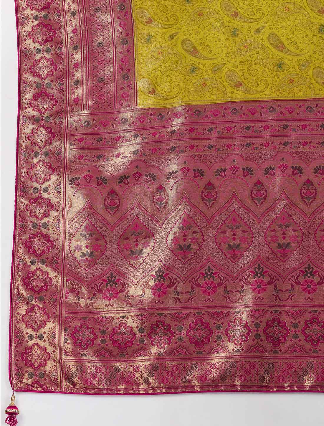 Ethnic Kanjivaram Soft Silk Soft Zari & Meenakari Woven UnStitched Saree