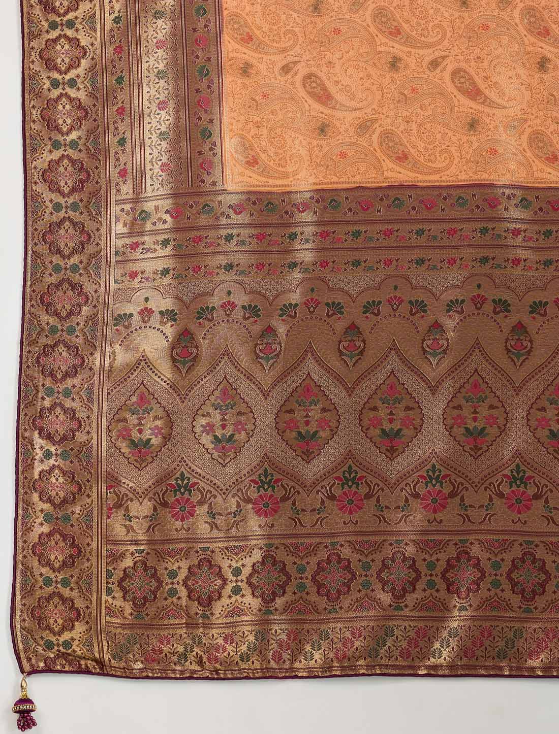 Kanjivaram Soft Silk Ethnic Soft Zari & Meenakari Woven UnStitched Saree