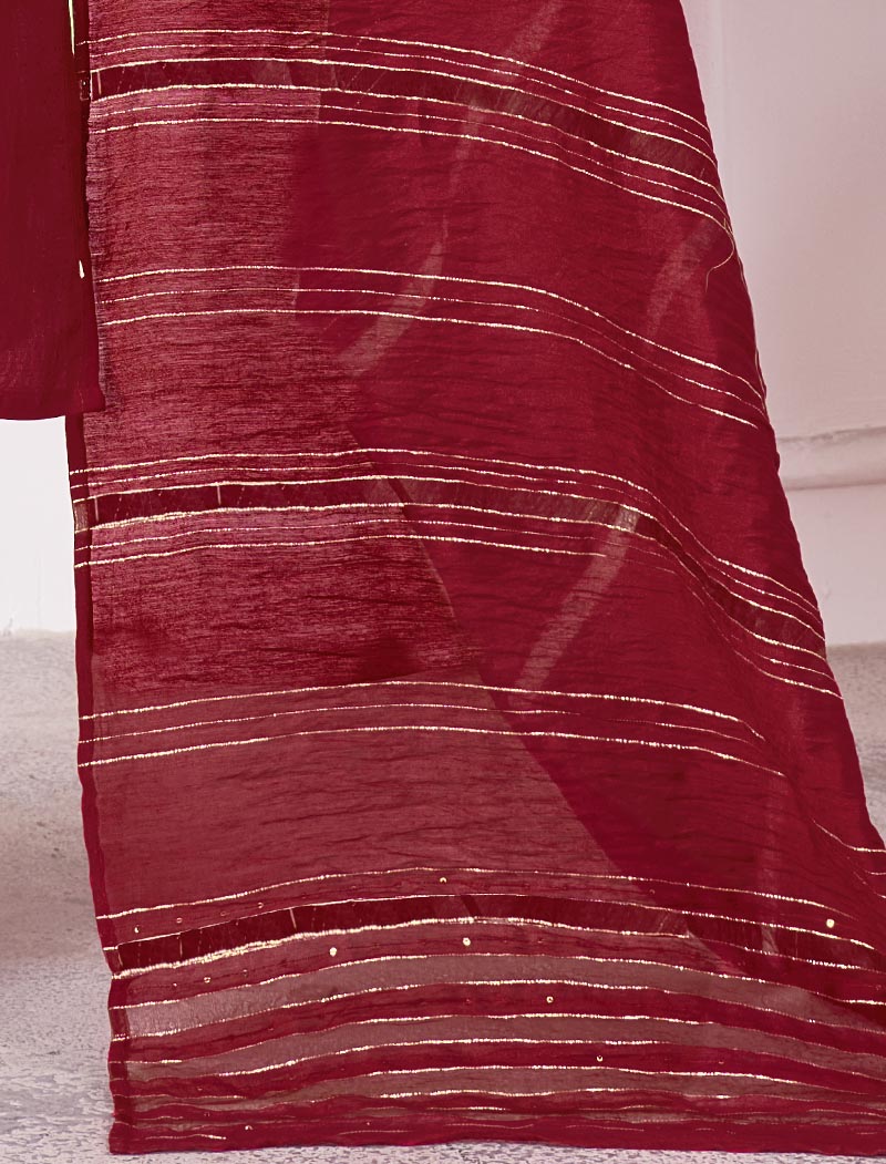 Ethereal Elegance Vertical Silk Kurti with Pant & Banarasi Dupatta Full Stitched Set For Women