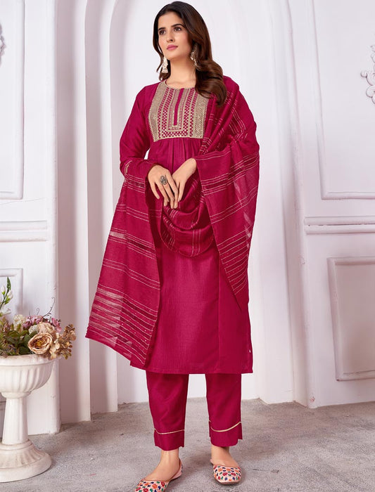 Vertical Silk Chic Sophistication Full Stitched with Banarasi Dupatta & Pant Heavy Sequence Embroidery Work Kurti Sets