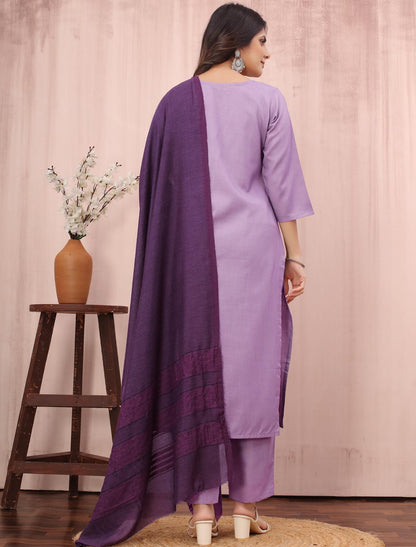 Graceful Cotton Slub With Bottom & Fnacy Dupatta Kurta Sets For Women