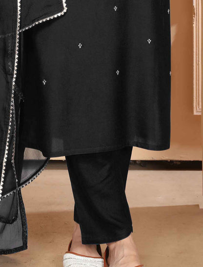 Black Premium Rayon Ethnic Heavy Embroidery Kurta Sets Collection