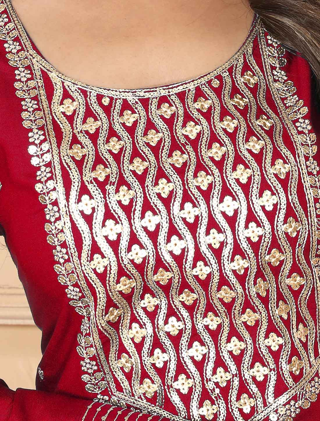 Heavy Red Embroidery Premium Rayon Ethnic Kurta Sets Collection