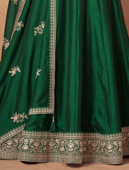 Green Silk Free Size Designer Party Wear Gown For Women