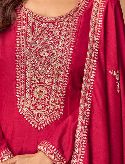 Red Silk Designer Party Wear Free Size Gown For Women