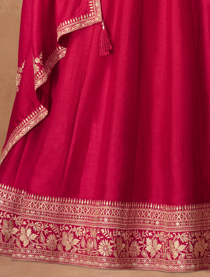 Red Silk Designer Party Wear Free Size Gown For Women