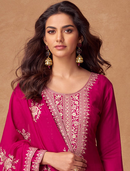 Rani Free Size Silk Designer Party Wear Gown For Women