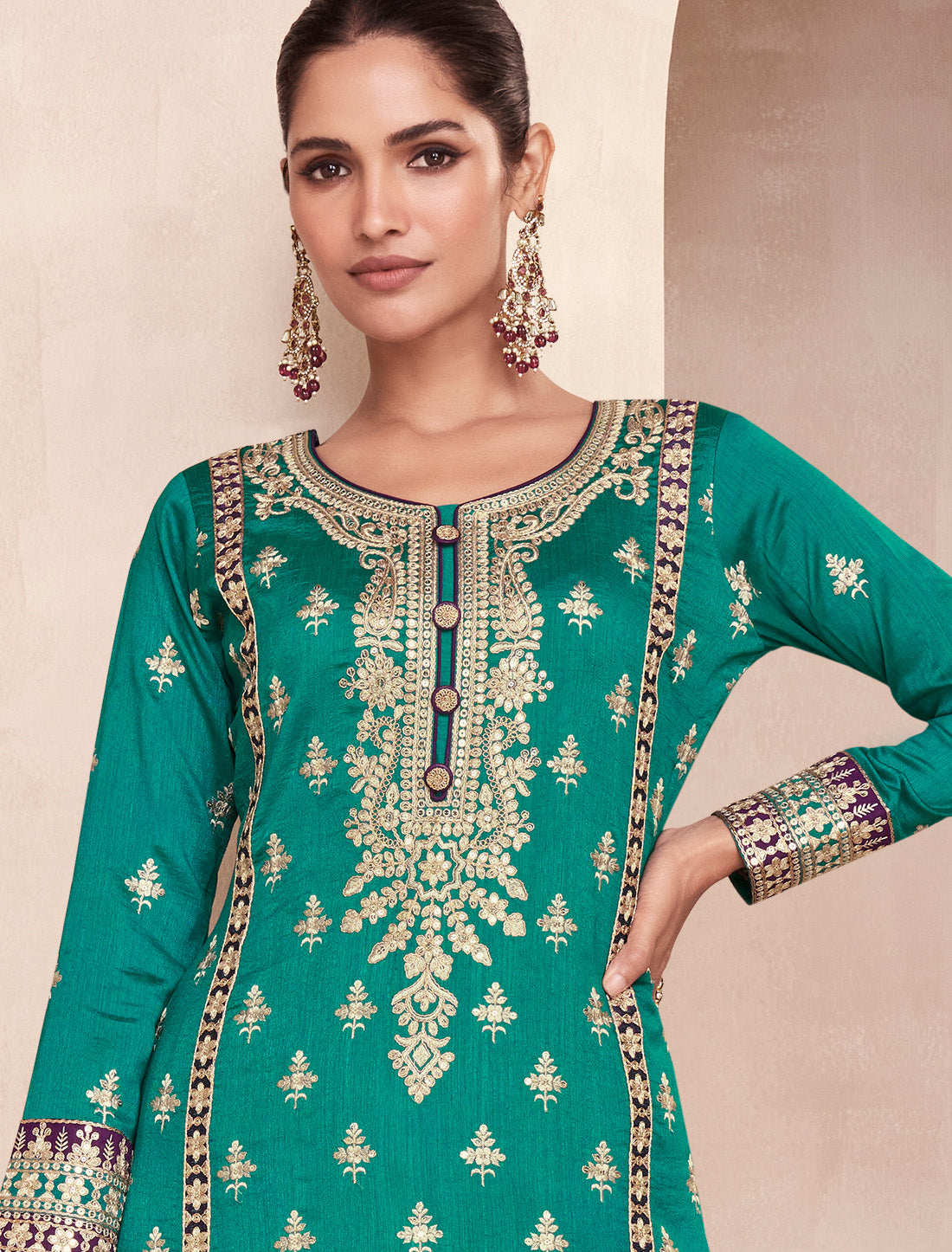 Elevate Premium Silk Ethnic With Designer Blue Kurta Sets