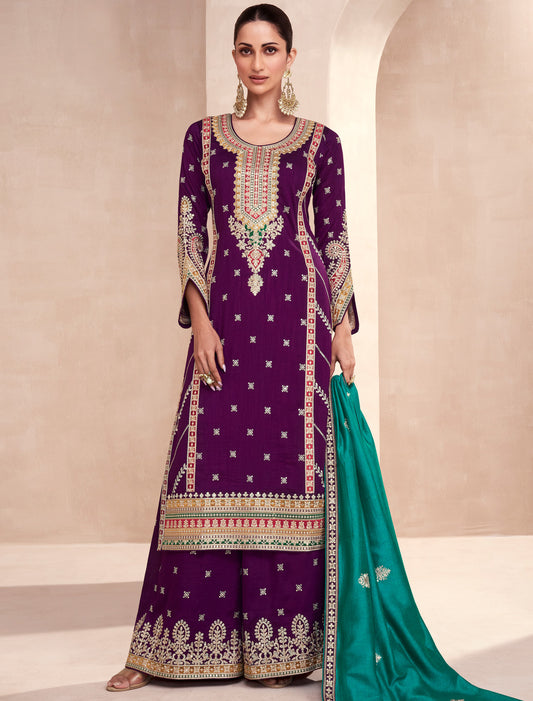 Introducing Premium Silk Ethnic With Designer Purple Kurta Sets