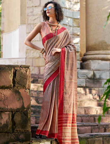 Pure Handloom Printed Ethnic Katan Festive Wear Saree