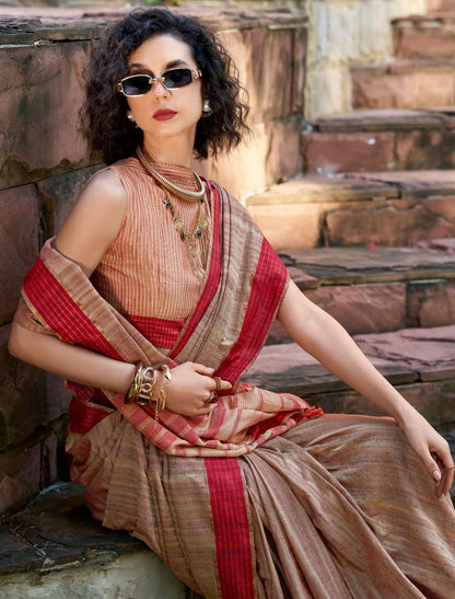 Pure Handloom Printed Ethnic Katan Festive Wear Saree