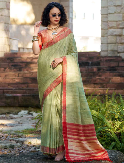 Ethnic Katan Pure Handloom Festive Wear Printed Saree