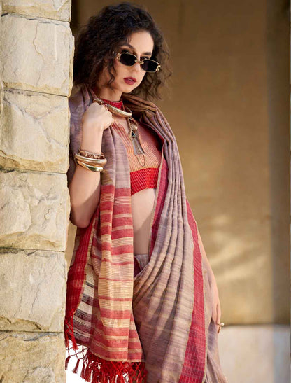 Printed Pure Handloom Festive Wear Ethnic Katan Saree