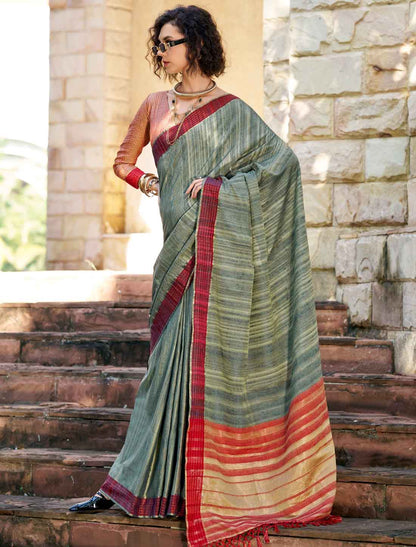 Katan Pure Handloom Ethnic Festive Wear Printed Saree