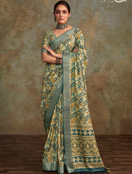 Handloom Silk Witn Weaving Sequence Work Designer Saree